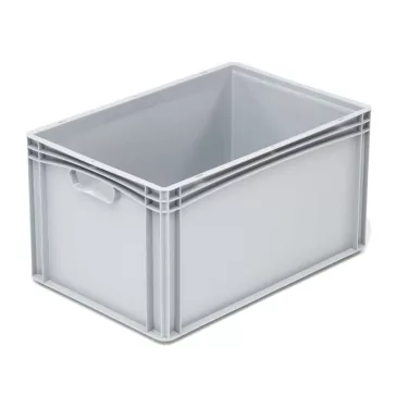   Basicline Euro láda 600x400x320 mm, alja és oldala zárt, Szürke