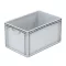 Basicline Euro láda 600x400x320 mm, alja és oldala zárt, Szürke