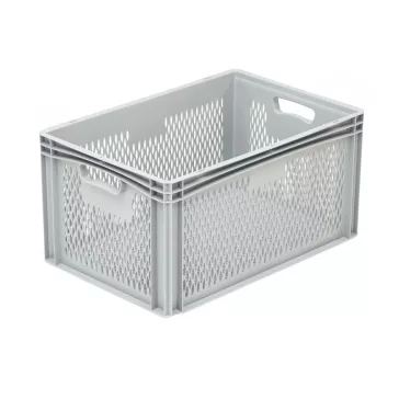 Basicline Euro láda 600x400x320 mm, perforált, Szürke