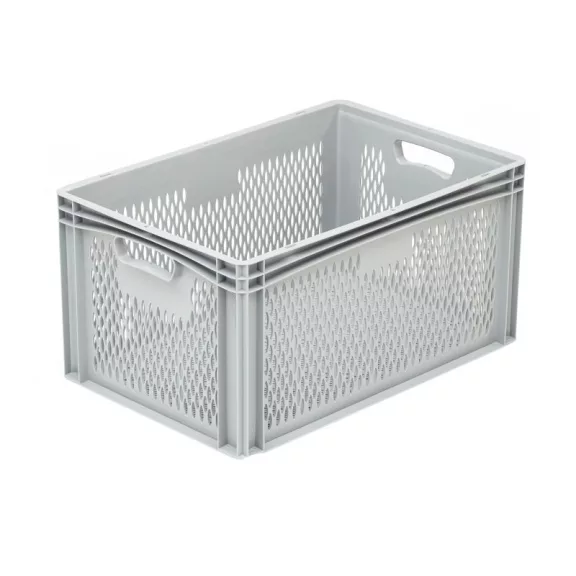 Basicline Euro láda 600x400x320 mm, perforált, Szürke Basicline Euro láda 600x400x320 mm, perforált, Szürke