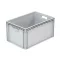 Basicline Euro láda 600x400x320 mm, alja és oldala zárt, nyitott markolat, Szürke
