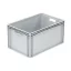 Basicline Euro láda 600x400x320 mm, alja és oldala zárt, nyitott markolat, Szürke