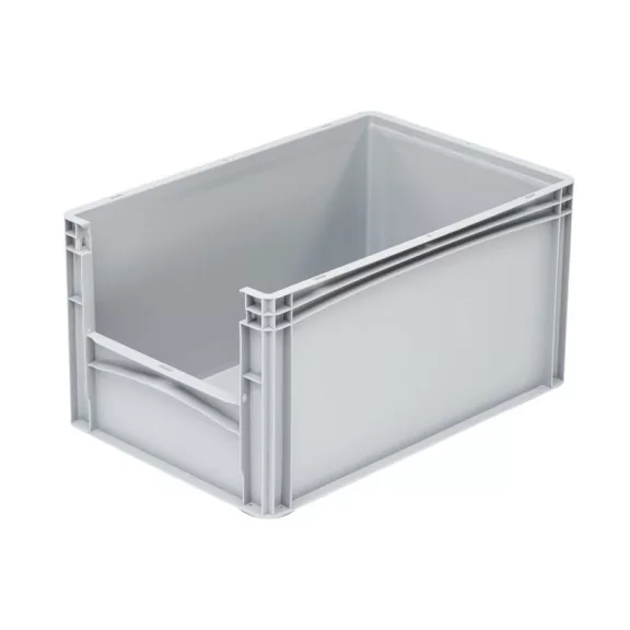 Basicline Euro láda 600x400x320 mm, alja és oldala zárt, ablakkal, Szürke Basicline Euro láda 600x400x320 mm, alja és oldala zárt, ablakkal, Szürke