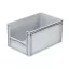 Basicline Euro láda 600x400x320 mm, alja és oldala zárt, ablakkal, Szürke