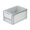 Basicline Euro láda 600x400x320 mm.alja és oldala zárt, csuklós ablakkal, Szürke