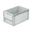 Basicline Euro láda 600x400x320 mm.alja és oldala zárt, csuklós ablakkal, Szürke