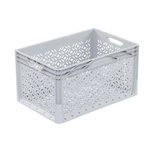 Lightline Euro láda, 600x400x320 mm perforált, Szürke Lightline Euro láda, 600x400x320 mm perforált, Szürke