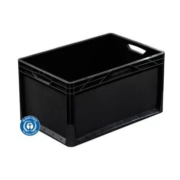   Lightline Euro láda, 600x400x320 mm alja és oldala zárt, Fekete