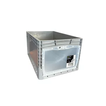   Lightline Euro láda, 600x400x320  mm, alja és oldala zár, csuklós ajtóval, Szürke