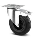 Tömörgumis Műanyagfelnis Önbeálló Görgő Totálfékkel (160)