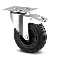   Tömörgumis Műanyagfelnis Önbeálló Görgő Totálfékkel (160)