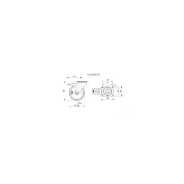   SMART Görgő szállítóeszközökhöz 125mm, fékkel,Talplemezzel, 3377UFR125P62 kék