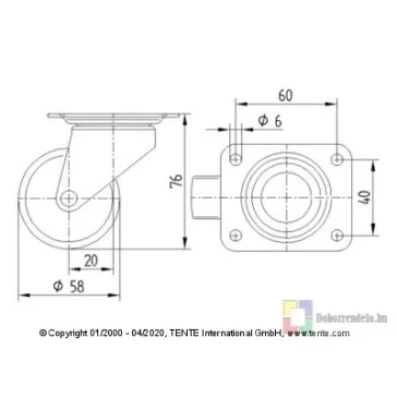 Polipropilén Görgő Önbeálló Villában 58 mm 