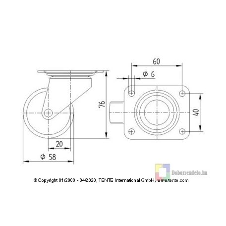 Polipropilén Görgő Önbeálló Villában 58 mm 