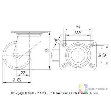 Polipropilén Görgő Önbeálló Villában 65mm