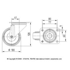 Poliamid Kerék Önbeálló Talpas Villában (100)