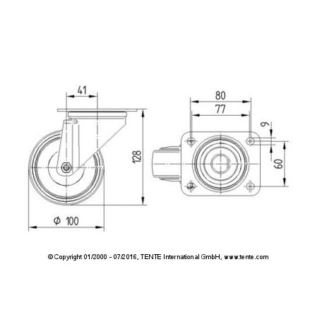Poliamid Kerék Önbeálló Talpas Villában (100)