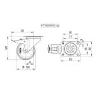 Tömörgumis Görgő, Fémfelnis, Hátfuratos, Totálfékes 100 mm