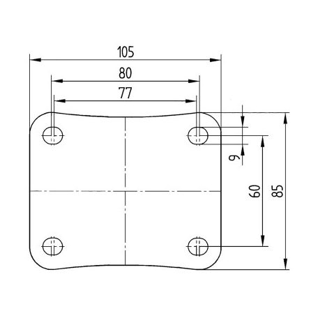 Tömörgumis Görgő, Fémfelnis, Hátfuratos, Totálfékes 100 mm