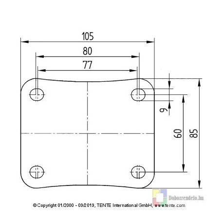 Alpha Önbeálló Görgő Totálfékkel, Elasztikus Gumi Futófelület (100)