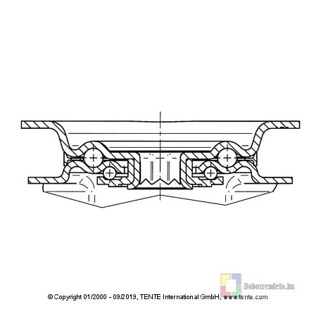 Alpha Önbeálló Görgő Totálfékkel, Elasztikus Gumi Futófelület (100)