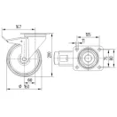 Alpha Fékes Önbeálló Görgő, Fekete, Elasztikus Gumi Futófelület (160)