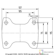   Alpha Fixvillás Görgő, Fekete, Elasztikus Gumi Futófelület (200)