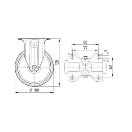 Alumínium Kerék Pur Futófelülettel 100-As Fix Villával (250Kg)
