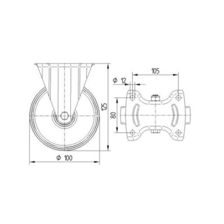 Alumínium Kerék Pur Futófelülettel 100-As Fix Villával (300Kg)