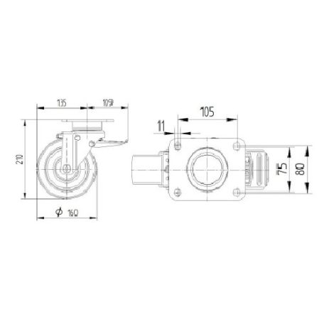 Alumínium Kerék Pur Futófelülettel 160-As Fékes Önbeálló Villával