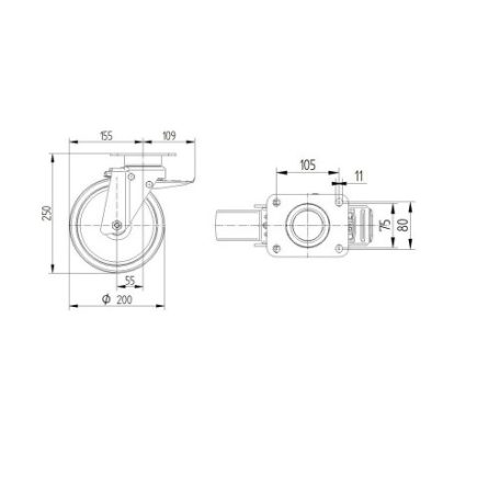 Alumínium Kerék Pur Futófelülettel 200-As Fékes Önbeálló Villával