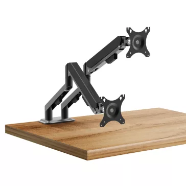   Monitor&TV tartókonzol - dupla karos, teleszkópos - asztallapra rögzíthető 