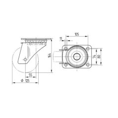   Alumínium Kerék Pur Futófelülettel 125-Ös Önbeálló Villával