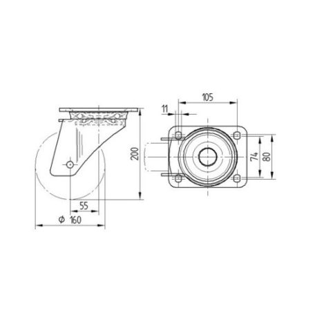 Alumínium Kerék Pur Futófelülettel 160-As Önbeálló Villával