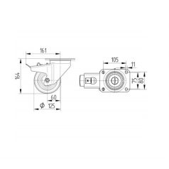   Alumínium Kerék Pur Futófelülettel 125-Ös Totálfékes Önbeálló Villával