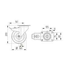   Alumínium Kerék Pur Futófelülettel 160-As Fékes Önbeálló Villával