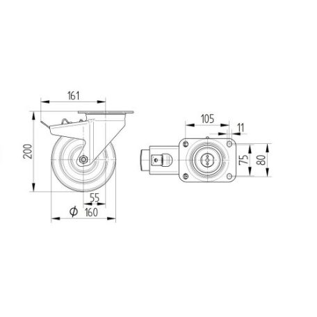 Alumínium Kerék Pur Futófelülettel 160-As Fékes Önbeálló Villával
