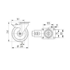   Alumínium Kerék Pur Futófelülettel 200-As Fékes Önbeálló Villával