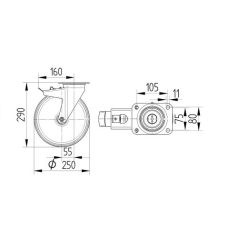   Alumínium Kerék Pur Futófelülettel 250-Es Fékes Önbeálló Villával