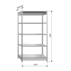 Economy F 2 (5 Polcos) Horganyzott Polc (450X1000)