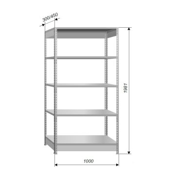 Economy F 2 (5 Polcos) Horganyzott Polc (450X1000)