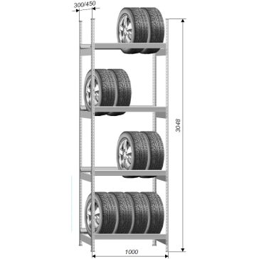   Economy G4 (4 gerendapár) Gumitároló Horganyzott (450X1000X3048 mm)