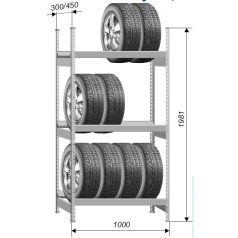   Economy G2 (3 gerendapár) Gumitároló Horganyzott (450X1000X1981 mm)