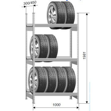   Economy G2 (3 gerendapár) Gumitároló Horganyzott (450X1000X1981 mm)