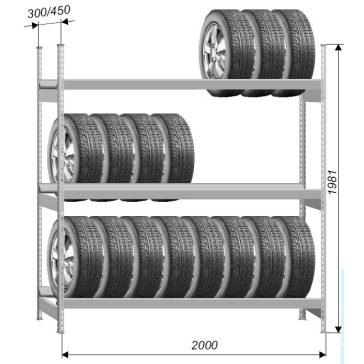   Economy G10 (3 Gerendapár) Gumitároló Horganyzott (450X2000X1981 mm)