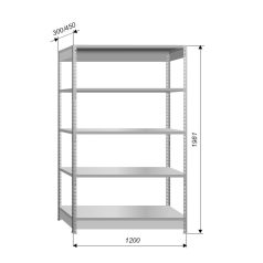 Economy F 3 (5 Polcos) Horganyzott Polc (300X1200)