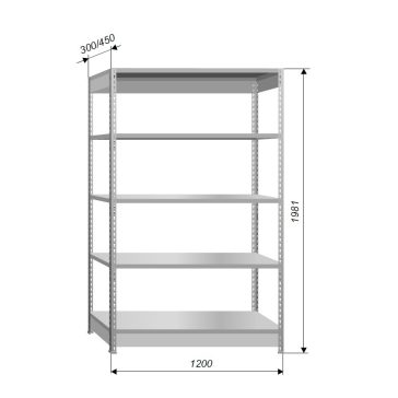 Economy F 3 (5 Polcos) Horganyzott Polc (300X1200)