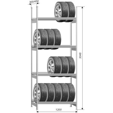   Economy G8 (4 gerendapár) Gumitároló Horganyzott (450X1200X3048 mm)