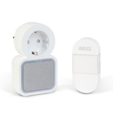   Digitális elem- és vezeték nélküli csengő - Kinetic - 220-240V AC aljzat - fehér - kék LED