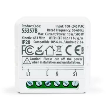   Smart-Kinetic kapcsoló vezérlőegység - 100-240 V AC, max 15A - Amazon Alexa, Google Home